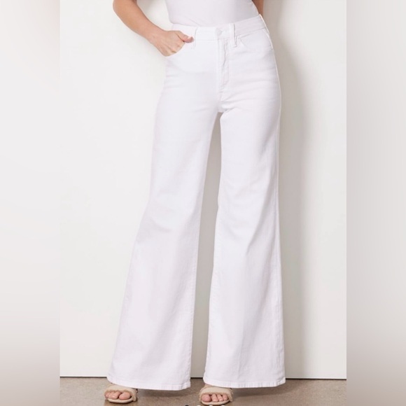 Good American Good Waist High Rise Wide Leg Palazzo Jeans in White Sz 8/29 - Picture 3 of 11